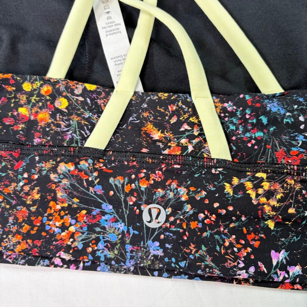 lululemon sports bra crossing straps, racerback, black rainbow speckled Size 10 - Picture 3 of 4